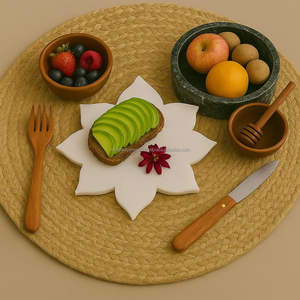 Plateau de rangement pour bijoux personnalisé Stonekocc, en marbre naturel sculpté à la main, bol festonné en forme de fleur, durable, décoration moderne pour la maison - Product Image 1