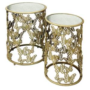 Space Saving Industrial Iron <b>Nesting</b> Side <b>Tables</b> with Wooden Top for Contemporary Living Room Setup - Product Image 6