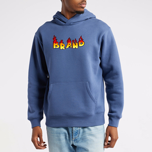 Sweat-shirt à capuche bleu pour homme avec imprimé de la marque Flame, poche avant, coupe décontractée, vêtement d'automne, 100% coton FRENCH TERRY - Product Image 4