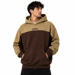 Custom <b>Men</b> Two Tone Color Block Hoodies Cotton Fleece <b>Pullover</b> Kangaroo Pocket Regular Fit Casual Outerwear Factory Supplier - Product Image 2