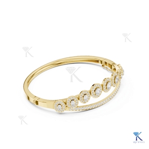 Luxury Lab Grown Diamond Tiara Halo <b>Bangle</b> 14K 18K <b>Solid</b> <b>Gold</b> Fine Women Bridal Statement Jewelry Manufacturer Wholesale - Product Image 4