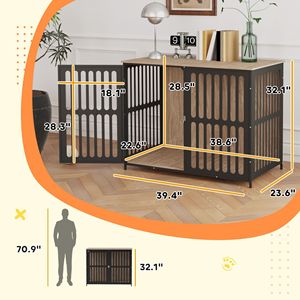 Walnut Brown 39\" Dog <b>Crate</b> Furniture Anti Chew Resistant Mesh & Anti Escape Single Door for Large Dogs - Product Image 2