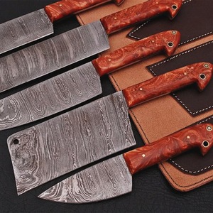 Ensemble de couteaux de chef OEM avec logo personnalisé, 5 pièces, couteaux en acier Damas, manche en résine époxy, lame droite, garantie 1 an - Product Image 5
