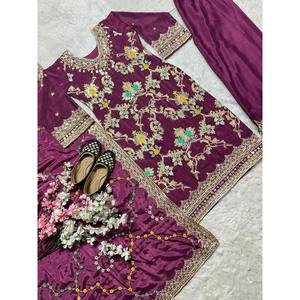 Women's Party Wear <b>Suit</b> Set with Embroidery and Coding Sequence Work - Product Image 2