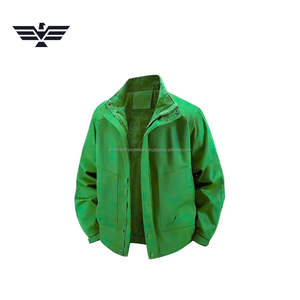 Men's Classic Solid Pattern Fleece-Lined Utility Jacket Embroidered Stand <b>Covered</b> <b>Button</b> Front Breathable Winter Outdoor Casual - Product Image 5