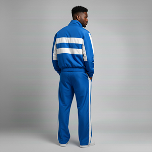 Conjunto deportivo de hombre de 2 piezas, corte regular, con cremallera, de alta calidad OEM/ODM, con bloques de color, estilo casual y urbano, 100% nailon. - Product Image 3