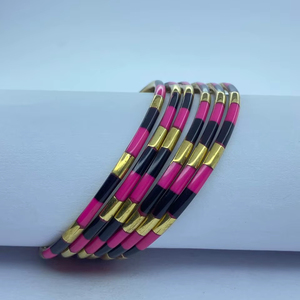 Handmade Resin & Brass <b>Bangles</b> <b>Set</b> for Women | Multi Color <b>Gold</b> Plated Stackable Bracelets | Fashion Jewelry Wholesale Supplier - Product Image 1