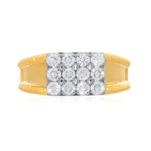 Bright Machismo <b>Men</b> Diamond <b>Ring</b> 18K Yellow Gold Rectangular Diamond Cluster <b>Ring</b> <b>for</b> Women Wide Band Round Brilliant Diamond - Product Image 3