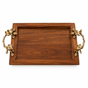 Bandeja Hexagonal de Madera de Lujo con Asas de Hoja de Oro, Plato Geométrico de Madera para Servir, Centro de Mesa para Mesa de Café y Decoración Otomana - Product Image 4