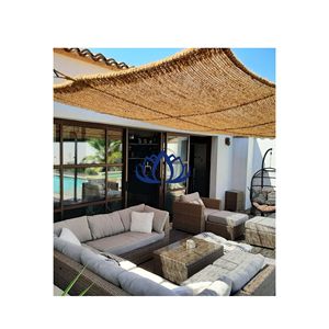 Voile d'ombrage en cuir léger, durable et écologique, motif lotus bleu, très demandée |   Parasol rectangulaire suspendu au design moderne de style ferme - Product Image 1