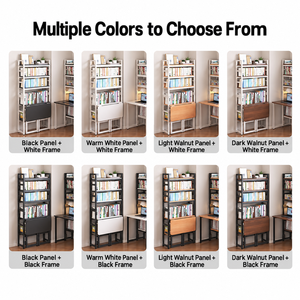 Space-Saving Bookshelf with Foldable <b>Desk</b> Multi-Level Storage Shelves and Organizer for Home Office Study Room and <b>Small</b> Spaces - Product Image 6