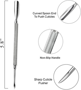 Spoon <b>Cuticle</b> <b>Pusher</b> Cleaner Trimmer Manicure Pedicure <b>Nail</b> Care Tools 2 Pc Set - Product Image 3
