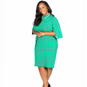 Vestido Oxford Verde Kelly para Mujer, con Mangas Tipo Capa, Diseño Elegante con Hombros Caídos, Atuendo Clásico Informal para Fiesta, Moda Elegante para Damas - Product Image 1