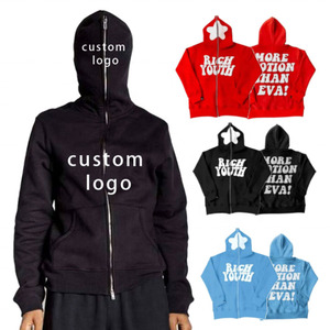Sweat à capuche zippé noir Rich Youth pour homme, streetwear en coton French Terry, coupe classique, avec imprimé étoile et lettres blanches - Product Image 6