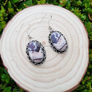 Pendiente de piedras preciosas de Plata de Ley 925, joyería hecha a mano, pendiente elegante, jaspe de coco, regalo para San Valentín - Product Image 5