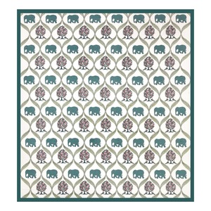 Gulmohar Elephant <b>Tree</b> Hand Block Printed King Size Cotton Bedsheet Set with Pillow Covers for Home Hotel Bedding - Product Image 5