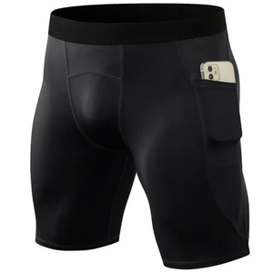 Compression Jogging Short Pants Double-deck Bottoms Gym Fitness Training Sport Shorts Men Compression Shorts Base <b>Layer</b> Stretch - Product Image 2