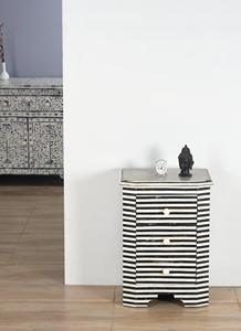 Table à tiroirs en os incrusté de la marque ILAHI, design moderne, détails en agate, rangement à trois niveaux, meuble portable pour la maison - Product Image 6