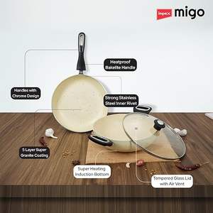 ชุดเครื่องครัวเคลือบกันติด 3 ชิ้น ใช้กับเตาแม่เหล็กไฟฟ้าได้ ความหนา 3 มม. อลูมิเนียม 5 ชั้น เคลือบซุปเปอร์แกรนิต ปราศจากสาร PFOA รับประกัน 1 ปี - Product Image 2