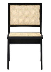 Ensemble de salle à manger scandinave moderne en bois, table rectangulaire avec chaises à dossier en rotin pour la salle à manger à domicile - Product Image 4