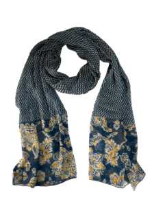 Dupatta pour femmes en coton 100% à imprimé floral bleu, léger et doux pour l'été, vêtement ethnique traditionnel, élégant et stylé, accessoire de mode - Product Image 4