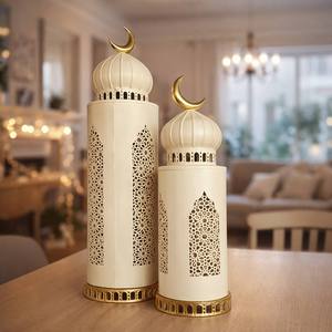 Wholesale Ramadan 2027 Iron Handmade Crescent Moon Candle <b>Lanterns</b> for Christmas Easter Birthday Home Decoration - Product Image 2