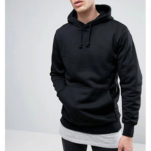 Sudadera con Capucha Negra para Hombre, Corte Regular, Color Sólido, Informal, de Forro Polar, con Bolsillo Delantero, para Otoño - Product Image 1