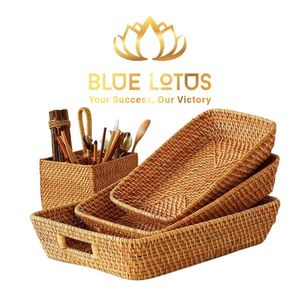 BLUE LOTUS Sustainable Handmade Durable Rattan Serving Tray Eco-Friendly Woven Design for Restaurants Residential Use - Product Image 1