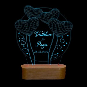 Wholesale Supply S3D Illusion Multi-Color LED Lamp with Circle and <b>Balloon</b> Heart Design Acrylic Night Light Available For Sale - Product Image 3