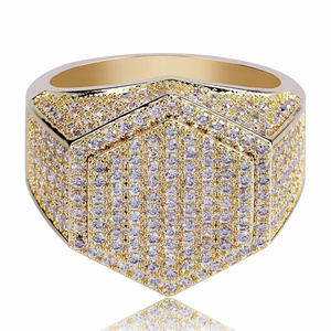 Gold Color Moissanite <b>Ring</b> Geometric <b>Ice</b> Cube Band Statement Jewelry for Wedding Gift - Product Image 1