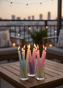 Bougies coniques personnalisées Pastel pour anniversaire, avec nom sur mesure, en cire de soja, sans fumée, faites à la main, parfum rose, pour Noël - Product Image 2