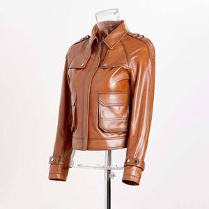 Custom Designed Women's Genuine Sheep Skin Leather <b>Jacket</b> with Embroidery and Nylon Lining Stylish Winter Motorcycle <b>Jacket</b> - Product Image 2