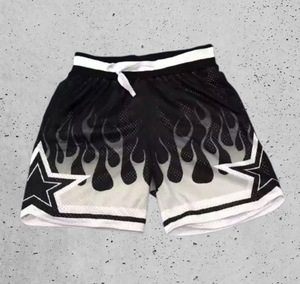 Custom Men's <b>Woolen</b> Bermuda Mid Basketball Shorts Red Yellow Letter Print Front Logo Anti-Wrinkle Athletic Training Drawstring - Product Image 2
