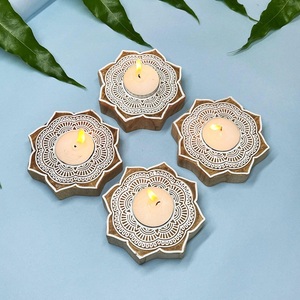 Wooden Tealight Candle Holder for Home Decor Rustic Handmade Candle Stand Centerpiece for Weddings and Parties - Product Image 6