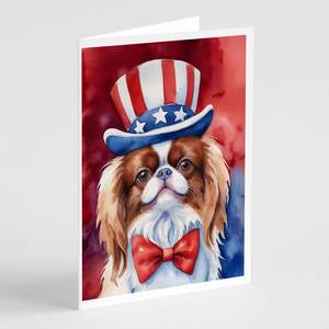 Japonés Chin patriótico americano caprichoso A7 tamaño 5x7 tarjetas de notas en blanco Paquete de 8 con sobres colección de tarjetas de felicitación - Product Image 1