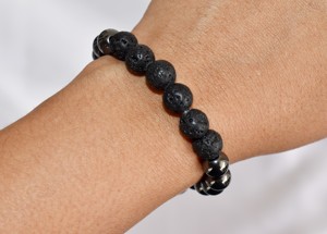 Semi Precious Quality Lava Diffuser Hematite Eye Catching <b>Bracelet</b> - Product Image 2