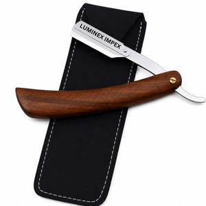 Luminex Impex Straight Edge Razor Wooden Handle Barber Shaving Razor With Replaceable Blade OEM - Product Image 3