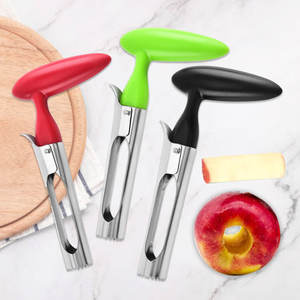 Herramienta para quitar el centro de las manzanas de acero inoxidable, removedor de semillas de frutas con dientes dentados y botón de liberación - Product Image 1