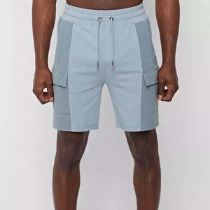 Ensemble T-shirt et short d'été pour homme, col rond, tricoté, 100 % coton, respirant, style décontracté, color block - Product Image 5