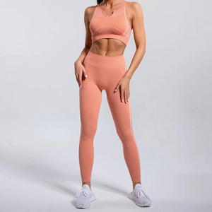 Conjunto de Yoga de 2 Piezas para Mujer, Ropa Deportiva de Manga Corta, Leggings de Gimnasio, Sujetador Deportivo, Ropa Atlética Femenina de Secado Rápido y Resistente a Impactos - Product Image 1