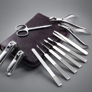 Professional Stainless Steel Manicure & Pedicure Set with 11 Pieces Nail Clipper Luxurious Gift <b>Box</b> for Men - Product Image 2