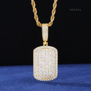 Colgante de Moissanita Corte Princesa - Colgante de Moissanita Hecho a Mano en Plata de Ley 925, Colgante Hip Hop de Moissanita Color D VVS - Product Image 2