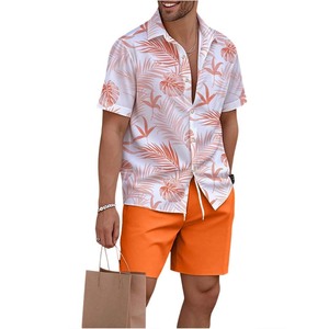 Camiseta Deportiva AFSAR para Hombre, Verano, Casual, Manga Corta, Tejida, Estampado Tropical, Cuello Redondo, 100% Poliéster, Transpirable, con Cordón Ajustable - Product Image 6