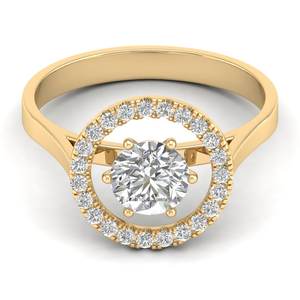 Reyes แหวนเพชรเม็ดเดี่ยวชุบโรเดียมสีทอง14K สำหรับผู้หญิงเครื่องประดับเพชรเม็ดกลมสำหรับปลูกในห้องปฏิบัติการ CVD - Product Image 1