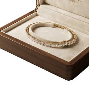 Bracelet de mariage en or massif 10K 14K 18K avec diamants de laboratoire taille brillant ronds, pureté DEF VS VVS - Product Image 5