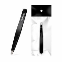 Pince à épiler antistatique personnalisée en acier inoxydable, noire, rose, or, inclinée, pour l'épilation des sourcils, marque privée