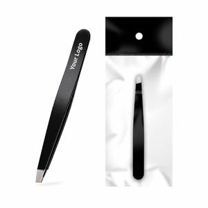 Pinzas para Cejas Antiestáticas de Acero Inoxidable Personalizadas, Color Negro, Rosa y Dorado, Pinzas Inclinadas para Depilación de Cejas, Marca Privada - Product Image 1