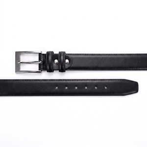 Ceinture pour homme en cuir véritable, formelle et décontractée, avec boucle à ardillon en acier inoxydable, motif floral, largeur réglable, écologique - Product Image 1