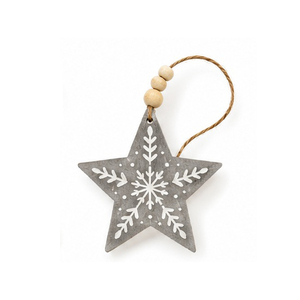 Ornement de Noël en bois en forme d'étoile avec motif flocon de neige, artisanat traditionnel, décoration suspendue - Product Image 4