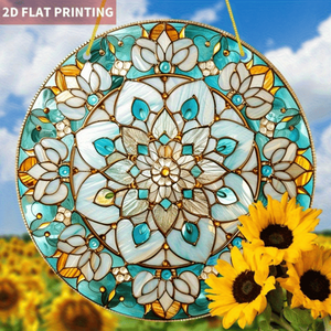 CIFbuy Atrapasueños Bohemio Plano con Mandala, Azul Cielo y Dorado, Decoración Acrílica para Colgar en Ventanas, Adorno para el Hogar, para TikTok y Temu - Product Image 4
